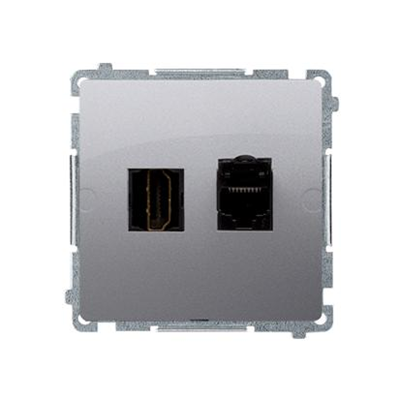SIMON BASIC Gniazdo HDMI + RJ45 kategorii 6 (moduł) srebrny mat