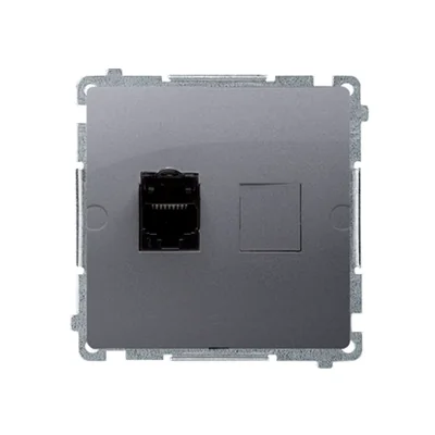 SIMON BASIC Gniazdo komputerowe pojedyncze ekranowane RJ45 kategoria 6 z przesłoną przeciwkurzową (moduł) srebrny mat metalizowany