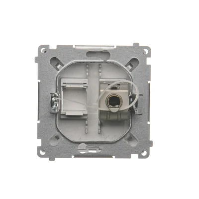 SIMON BASIC Gniazdo komputerowe pojedyncze ekranowane RJ45 kategoria 6 z przesłoną przeciwkurzową (moduł) srebrny mat metalizowany