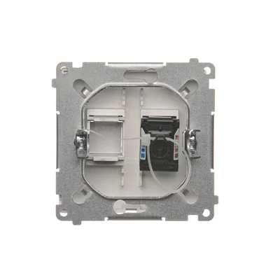 SIMON BASIC Gniazdo komputerowe pojedyncze RJ45 kategoria 6 z przesłoną przeciwkurzową (moduł) srebrny mat metalizowany