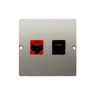 SIMON BASIC Gniazdo komputerowe RJ45 kat.5e + telefoniczne RJ12 satynowy