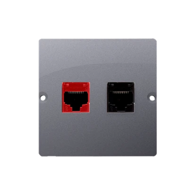 SIMON BASIC Gniazdo komputerowe RJ45 kat.5e + telefoniczne RJ12 stal inox