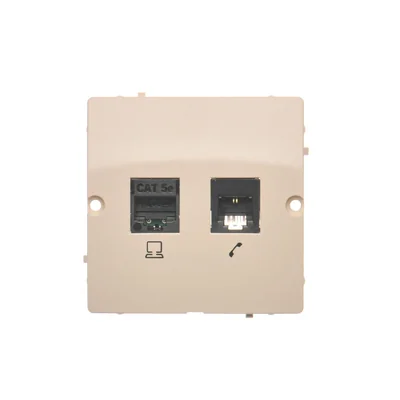 SIMON BASIC Gniazdo komputerowe RJ45 kategoria 5e + telefoniczne RJ11 (moduł) beżowy