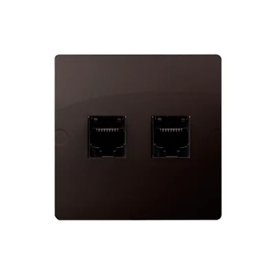 SIMON BASIC Gniazdo komputerowe RJ45 kategoria 5e + telefoniczne RJ11 (moduł) czekoladowy mat metalizowany