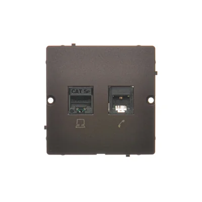 SIMON BASIC Gniazdo komputerowe RJ45 kategoria 5e + telefoniczne RJ11 (moduł) czekoladowy mat metalizowany