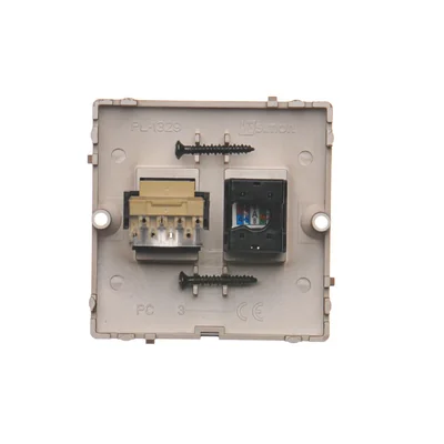 SIMON BASIC Gniazdo komputerowe RJ45 kategoria 5e + telefoniczne RJ11 (moduł) czekoladowy mat metalizowany
