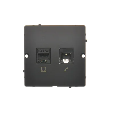 SIMON BASIC Gniazdo komputerowe RJ45 kategoria 5e + telefoniczne RJ11 (moduł) grafit mat metalizowany