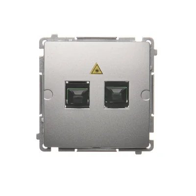 SIMON BASIC Gniazdo światłowodowe / optyczne podwójne SC/APC srebrny mat