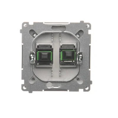 SIMON BASIC Gniazdo światłowodowe / optyczne podwójne SC/APC srebrny mat