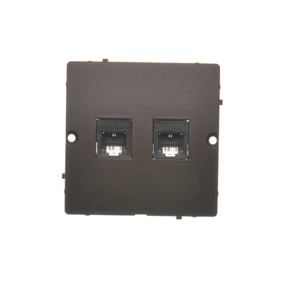 SIMON BASIC Gniazdo telefoniczne RJ11 podwójne (moduł) montaż na wkręty do puszki czekoladowe