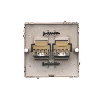 SIMON BASIC Gniazdo telefoniczne RJ11 podwójne (moduł) montaż na wkręty do puszki czekoladowe