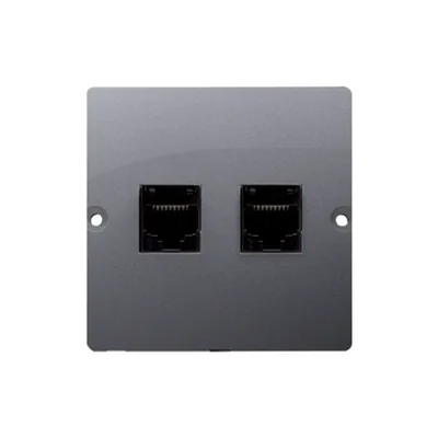 SIMON BASIC Gniazdo telefoniczne RJ11 podwójne (moduł) montaż na wkręty do puszki srebrny mat