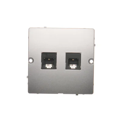 SIMON BASIC Gniazdo telefoniczne RJ11 podwójne (moduł) montaż na wkręty do puszki srebrny mat