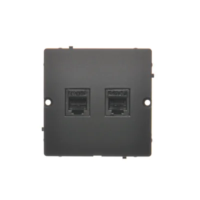 SIMON BASIC Gniazdo telefoniczne RJ12 podwójne (moduł) montaż na wkręty grafit mat