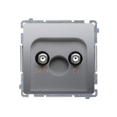 SIMON BASIC Gniazdo TV-DATA dwa porty wyjściowe typu "F" (moduł) 5-1000 MHz srebrny mat
