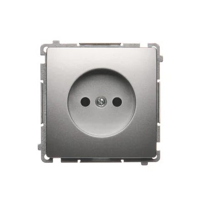 SIMON BASIC Gniazdo wtyczkowe bez uziemienia (moduł) 16A 230V srebrny mat