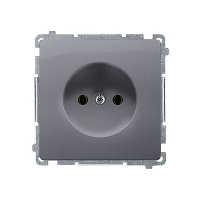 SIMON BASIC Gniazdo wtyczkowe bez uziemienia (moduł) 16A 230V srebrny mat