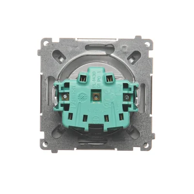 SIMON BASIC Gniazdo wtyczkowe bez uziemienia (moduł) z przesłonami 16A 230V srebrny mat