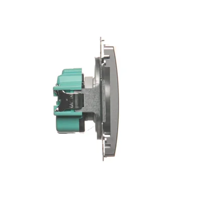 SIMON BASIC Gniazdo wtyczkowe bez uziemienia (moduł) z przesłonami 16A 230V srebrny mat