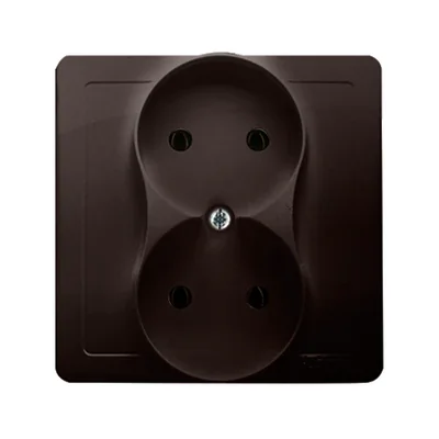 SIMON BASIC Gniazdo wtyczkowe podwójne bez uziemienia kompletne 16A 230V czekoladowe