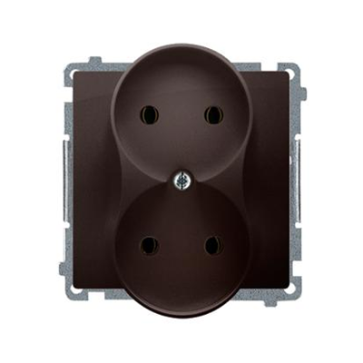 SIMON BASIC Gniazdo wtyczkowe podwójne bez uziemienia (moduł) z przesłonami 16A 230V czekoladowe
