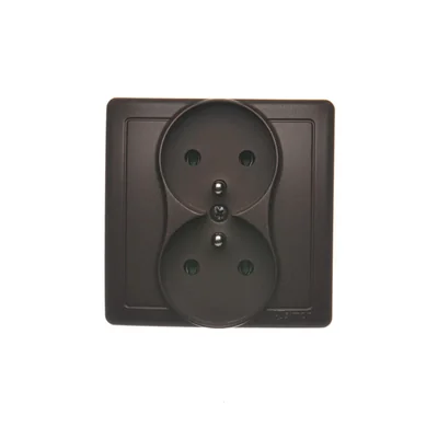 SIMON BASIC Gniazdo wtyczkowe podwójne z uziemieniem kompletne 16A 230V czekoladowe