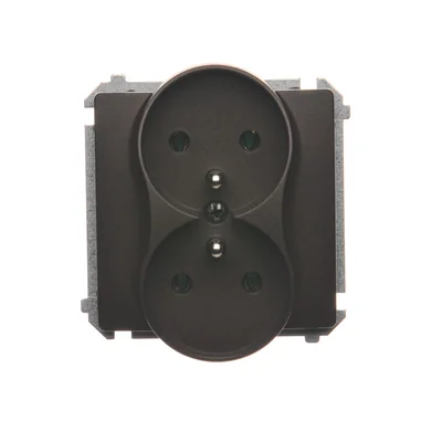 SIMON BASIC Gniazdo wtyczkowe podwójne z uziemieniem (moduł) 16A 230V czekoladowe