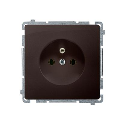 SIMON BASIC Gniazdo wtyczkowe pojedyncze z uziemieniem i przesłonami torów prądowych 16A 250V czekoladowe