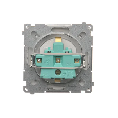 SIMON BASIC Gniazdo wtyczkowe z uziemieniem schuko (moduł) 16A 230V zaciski śrubowe srebrny mat