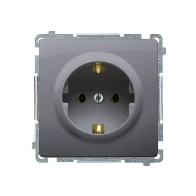 SIMON BASIC Gniazdo wtyczkowe z uziemieniem schuko (moduł) 16A 230V zaciski śrubowe srebrny mat