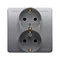 SIMON BASIC Gniazdo wtyczkowe z uziemieniem Schuko podwójne srebrny mat