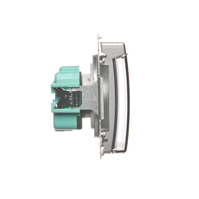 SIMON BASIC Gniazdo wtyczkowe z uziemieniem, z przesłoną torów prądowych, bryzgoszczelne IP44 (moduł), 16A, 250V~, srebrny mat