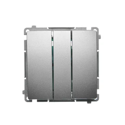 SIMON BASIC Łącznik potrójny z podświetleniem LED 10A 250V satynowy