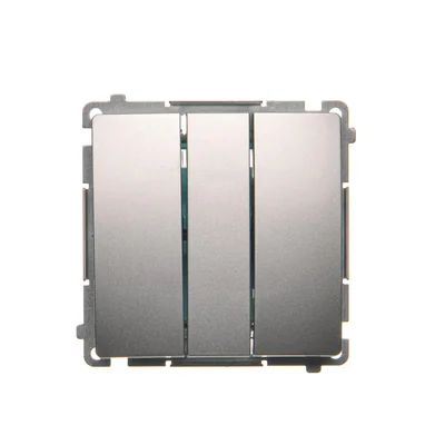 SIMON BASIC Łącznik potrójny z podświetleniem LED 10A 250V srebrny mat