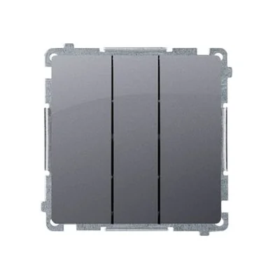 SIMON BASIC Łącznik potrójny z podświetleniem LED 10A 250V srebrny mat