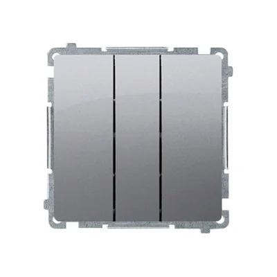 SIMON BASIC Łącznik potrójny z podświetleniem LED 10A 250V stal inox