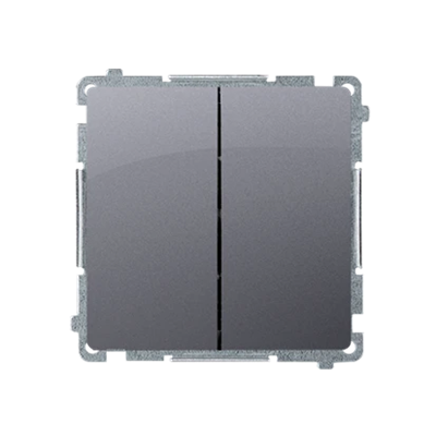 SIMON BASIC Łącznik schodowy podwójny z podświetleniem LED (moduł) 10AX 230V srebrny mat