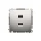 SIMON BASIC Ładowarka 2xUSB 2,1A 5V DC 230V srebrny mat