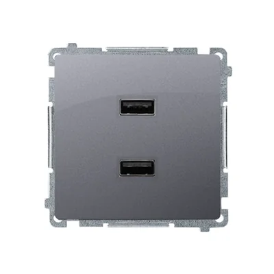 SIMON BASIC Ładowarka 2xUSB 2,1A 5V DC 230V srebrny mat