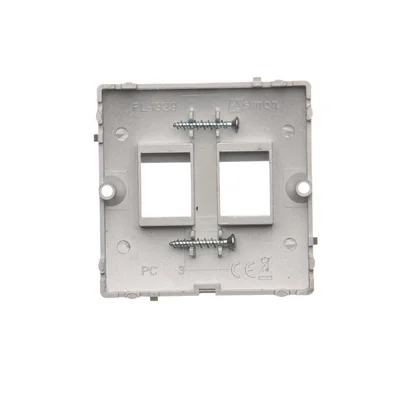 SIMON BASIC Pokrywa gniazd teleinformatycznych na Keystone płaska podwójna montaż na wkręty do puszki srebrny mat