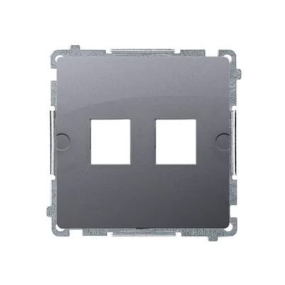 SIMON BASIC Pokrywa gniazd teleinformatycznych na Keystone płaska, podwójna, srebrny mat, metalizowany