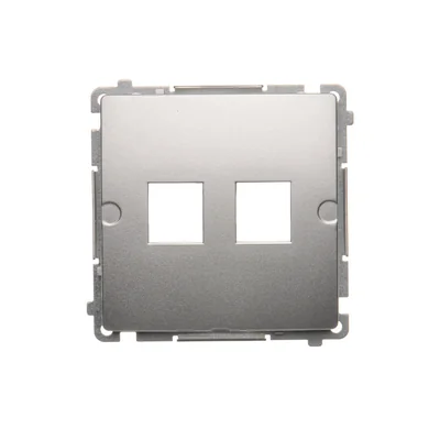 SIMON BASIC Pokrywa gniazd teleinformatycznych na Keystone płaska, podwójna, srebrny mat, metalizowany