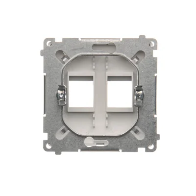 SIMON BASIC Pokrywa gniazd teleinformatycznych na Keystone płaska, podwójna, srebrny mat, metalizowany