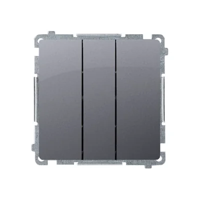 SIMON BASIC Przycisk potrójny 10A 250V srebrny mat
