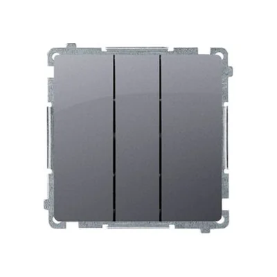SIMON BASIC Przycisk potrójny 10A 250V srebrny mat