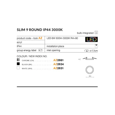 SLIM ROUND 9 3000K Lampa sufitowa wpuszczana czarna