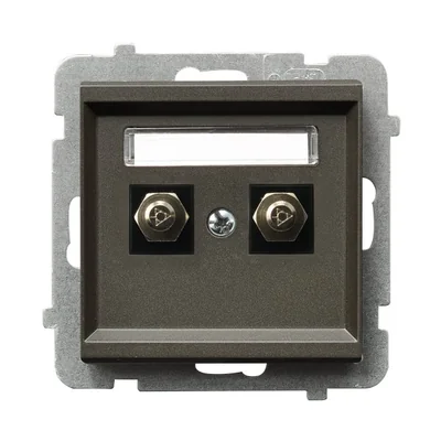 SONATA Gniazdo ekwipotencjalne podwójne czekoladowy metal