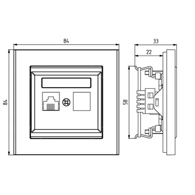 SONATA Gniazdo komputerowe, pojedyncze, kat. 5e ecru