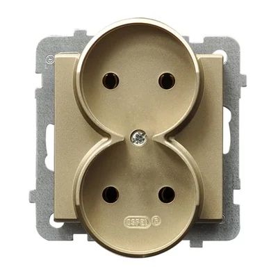 SONATA Gniazdo podwójne bez ramki szampański złoty