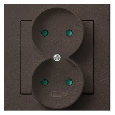 SONATA Gniazdo podwójne z przesłonami torów prądowych czekoladowy metalik